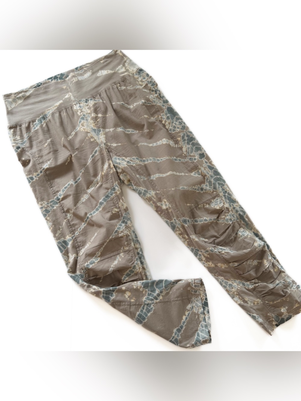 XCVI Wearables Pants Womens Large Brown Tie Dye Lagenlook Ruched Cotton